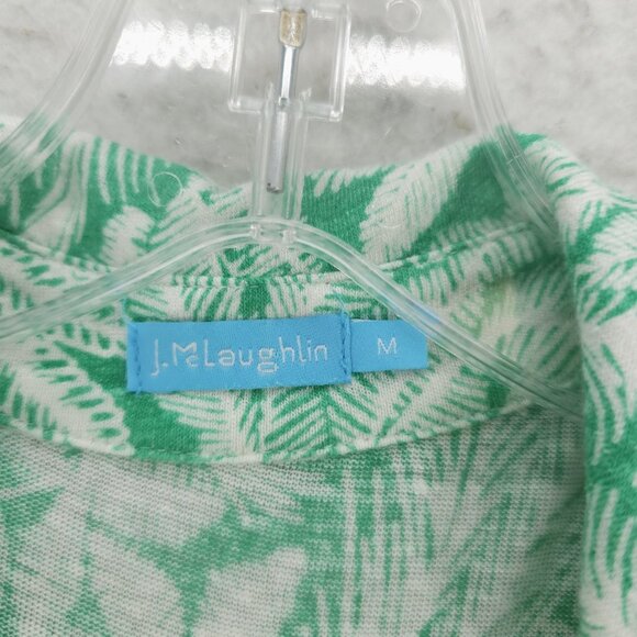J. MCLAUGHLIN Linen Blend Top Shirt 3/4 Sleeve Green Floral Leaf Pattern MEDIUM - Picture 5 of 7